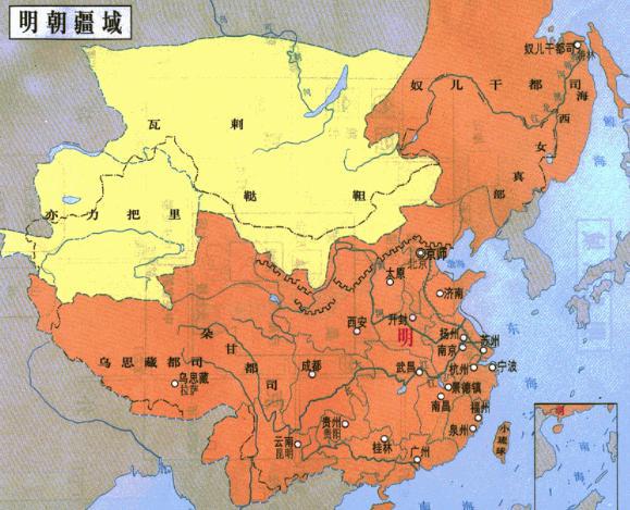 明朝国土是“两京十三省”，为什么地图上却有十六块