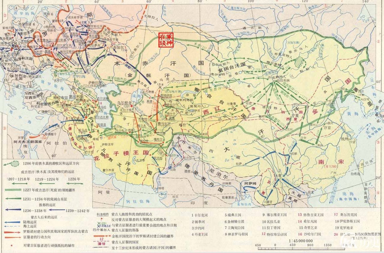 蒙古西征地图 蒙古西征的路线图