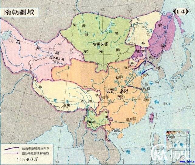 隋朝疆域图：隋朝的疆域有多大？