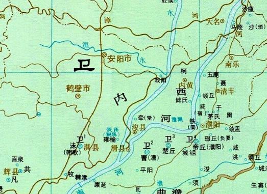 卫国：周朝的诸侯国，首都朝歌，第一代国君为周文王嫡九子康叔封