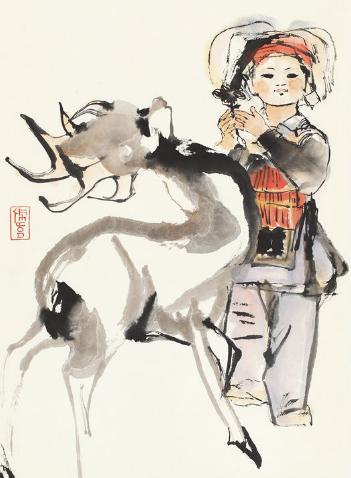 程十发：中国海派书画画匠，在人物、花鸟方面独树一帜